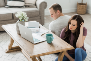 A couple arguing over budgeting