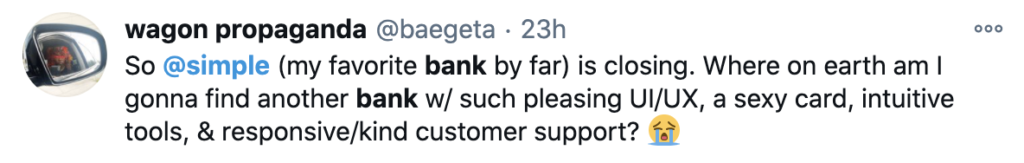 Simple bank is closing